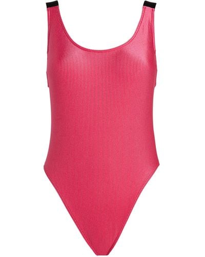 Calvin Klein Rib-knit Logo Swimsuit - Pink