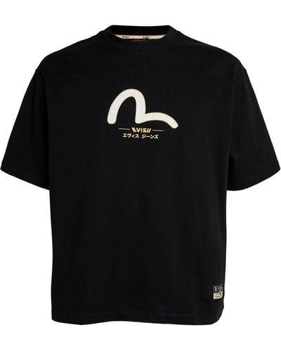Evisu Cotton Seagull Print T-shirt - Black