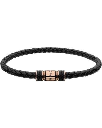 Chopard Leather And Rose Gold Classic Racing Bracelet - Black