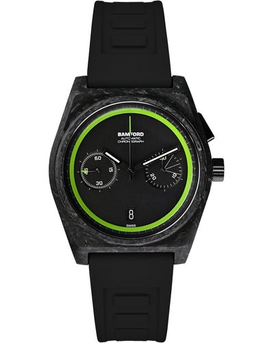 BAMFORD LONDON Carbon Fibre B347 Glow Watch 41.5mm - Green