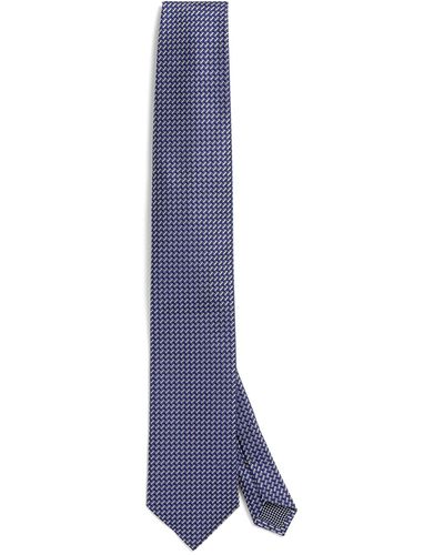 Eton Silk Geometric Print Tie - Blue