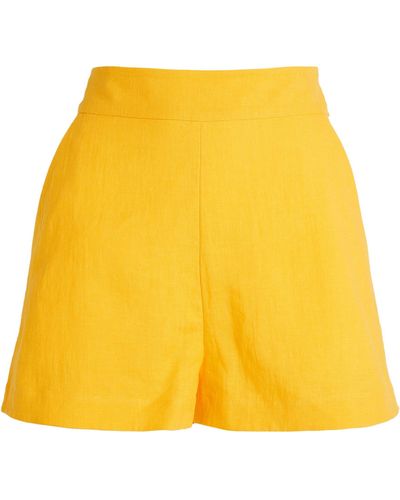 Three Graces London Linen Uma Shorts - Yellow