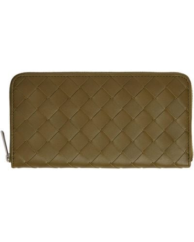 Bottega Veneta Leather Intrecciato Continental Zip Wallet - Natural