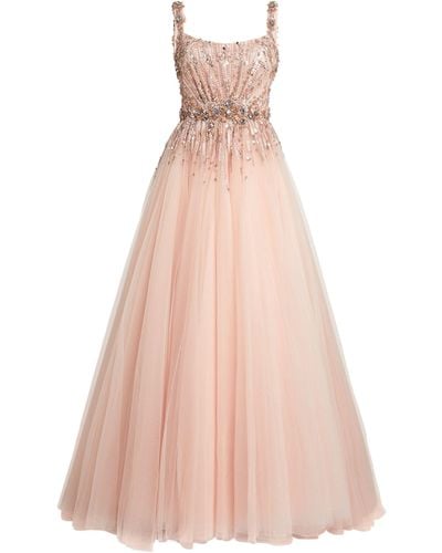 Jenny Packham Embellished Tulle Wild Jasmin Gown - Pink