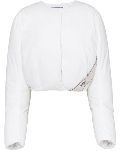 Prada Cotton Cropped Down Jacket - White