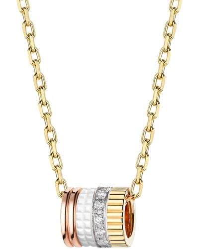 Boucheron Mixed Gold And Diamond Quatre White Edition Pendant Necklace - Metallic