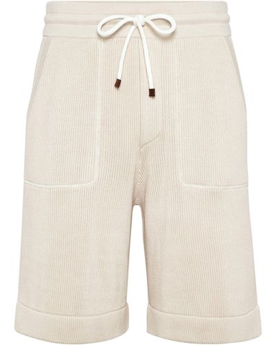 Brunello Cucinelli Cotton Drawstring Shorts - Natural