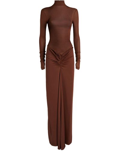 Christopher Esber Gathered Fusion Maxi Dress - Brown