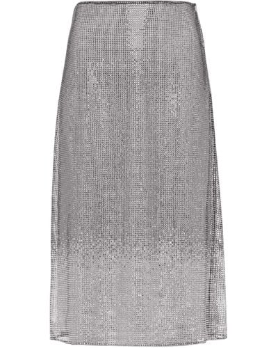 Prada Crystal-embellished Mesh Midi Skirt - Grey