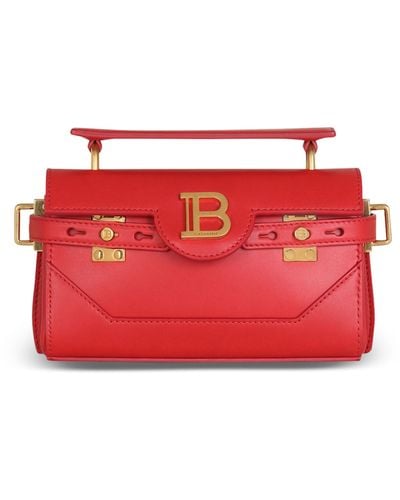 Balmain Leather B-buzz 19 Shoulder Bag - Red