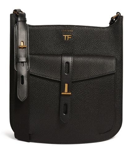 Tom Ford Leather T-twist Hobo Shoulder Bag - Black