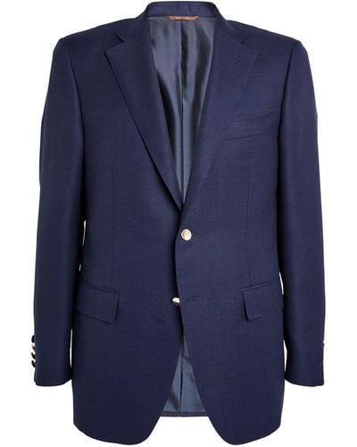 Canali Mohair-blend Single-breasted Blazer - Blue