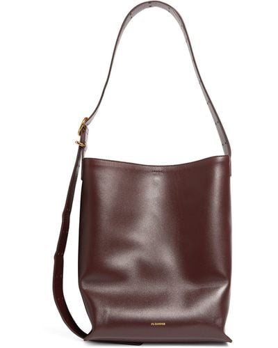 Jil Sander Leather Cannolo Tote Bag - Brown