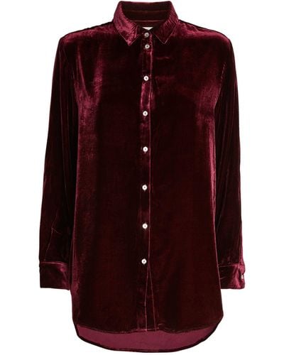 Asceno Velvet London Pajama Shirt - Purple
