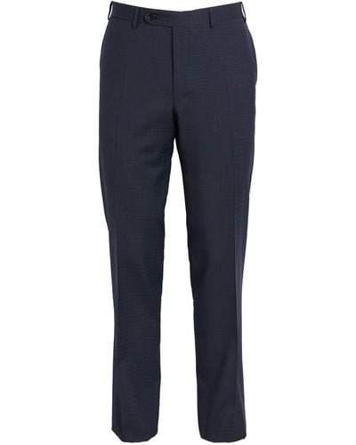 Canali Wool Tailored Trousers - Blue
