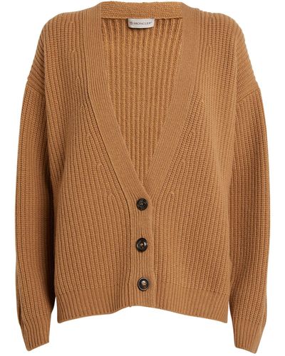 Moncler Wool-cashmere Cardigan - Brown