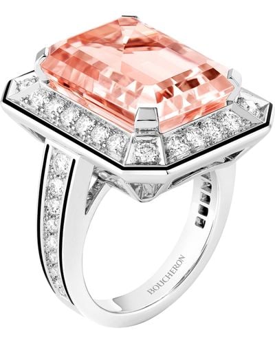 Boucheron White Gold, Diamond And Morganite Vendôme Liseré Ring - Pink