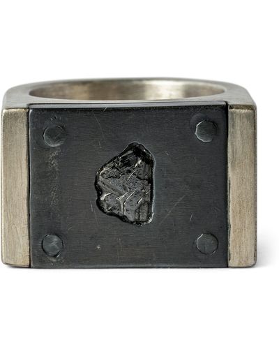 Parts Of 4 Sterling Silver And Black Diamond Plate Ring