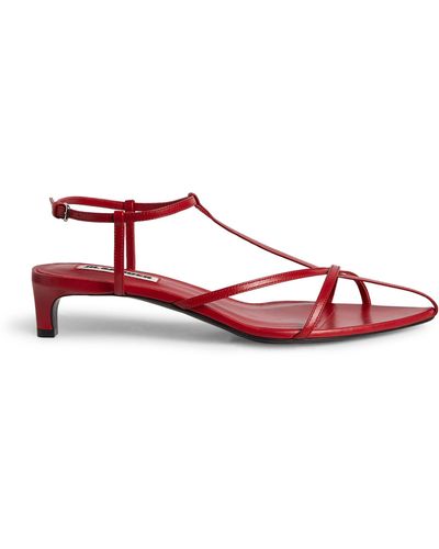 Jil Sander Leather Strappy Heeled Sandals 36 - Red