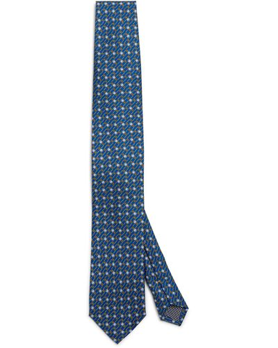 Eton Silk Chain Print Tie - Blue