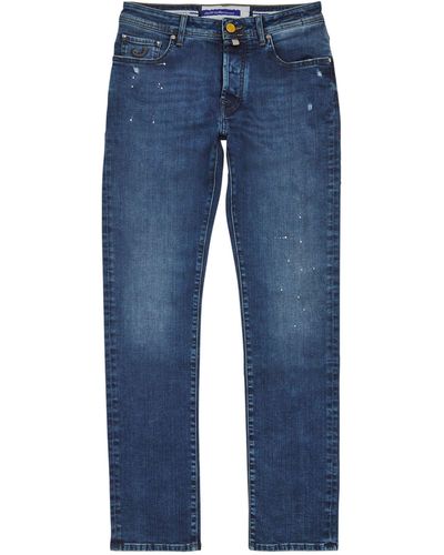 Jacob Cohen Honeycomb-patch Paint Bard Jeans - Blue