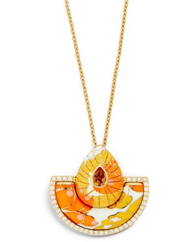 L'Atelier Nawbar Yellow Gold, Diamond And Sapphire Bond Street Fan Necklace - Metallic