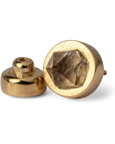 Parts Of 4 Gold-plated Silver And Herkimer Diamond Single Stud Earring (9mm) - Natural