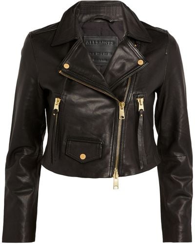 AllSaints Leather Elora Biker Jacket - Black
