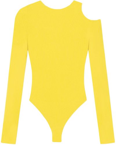 Aeron Ribbed Cut-out Bodysuit - Yellow