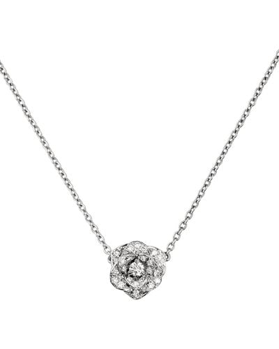 Piaget White Gold And Diamond Rose Pendant Necklace - Metallic