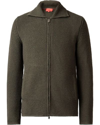 Isaia Wool Zip-up Sweater - Green