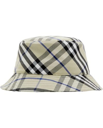 Burberry Cotton -check Bucket Hat - Grey