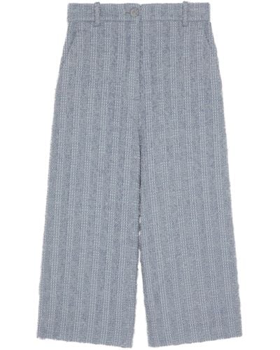 Gucci Wool Tweed Cropped Trousers - Blue