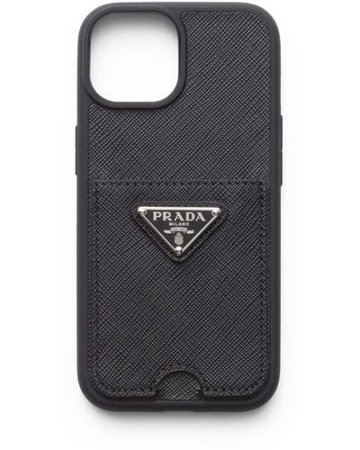 Prada Saffiano Leather Iphone 15 Case - Black