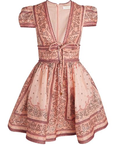 Zimmermann Linen-silk Paisley Dress - Pink
