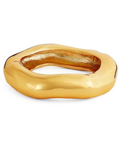 Alexis Gold-plated Wide Molten Bangle (small) - Natural