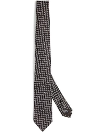 Giorgio Armani Silk Jacquard Geometric Tie - White