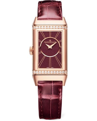 Jaeger-lecoultre Rose Gold And Diamond Reverso One Duetto Watch 20mm - Red