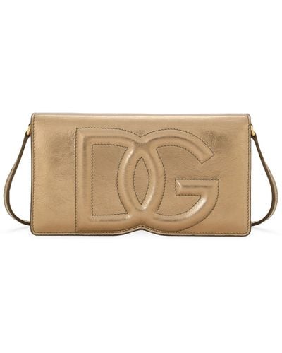 Dolce & Gabbana Leather Logo Chain Wallet - Natural