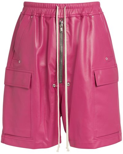 Rick Owens Leather Cargo Shorts - Pink