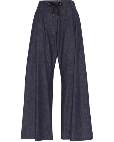 Brunello Cucinelli Denim Wide-leg Pants - Blue
