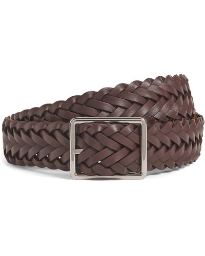 Paul Smith Leather Reversible Braided Belt - Brown
