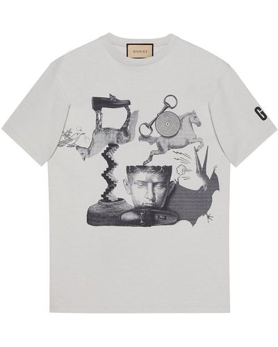 Gucci Cotton Jersey Printed T-shirt - Gray