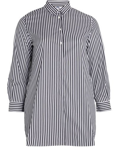 Marina Rinaldi Twill Striped Tunic Shirt - Blue