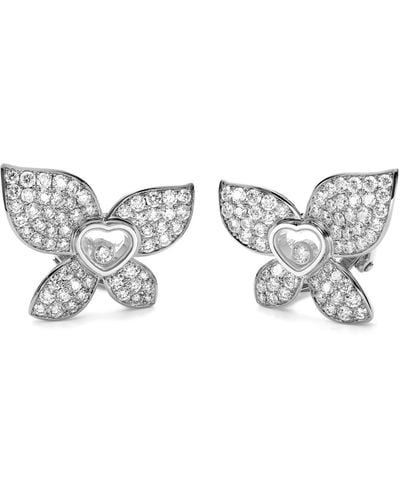 Chopard X Mariah Carey White Gold And Diamond Happy Butterfly Earrings - Metallic