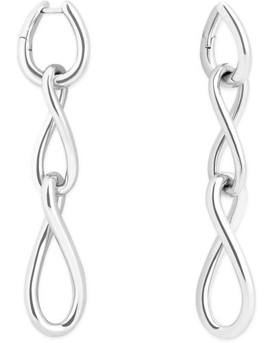 Astrid & Miyu Rhodium-plated Silver Infinite Drop Earrings - White