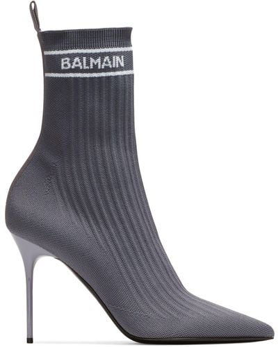 Balmain Logo Skye Ankle Boots 95 - Blue
