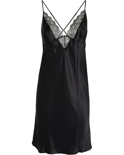 Calvin Klein Silk V-neck Slip Dress - Black