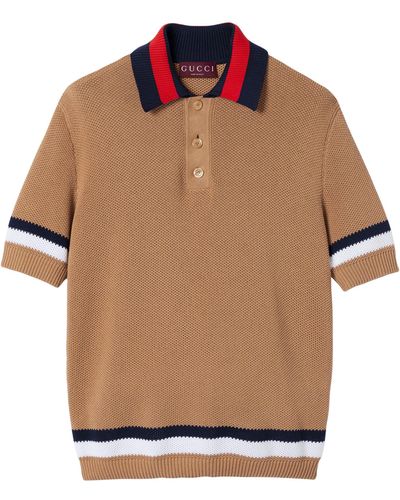Gucci Cotton-knit Polo Shirt - Brown