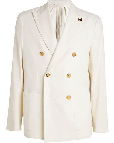 Pal Zileri Cotton-blend Double-breasted Blazer - White